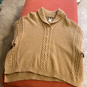 Camel colored cozy sweater poncho